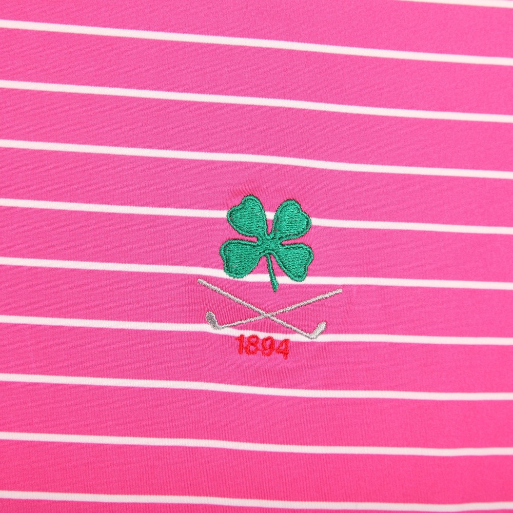 RLX Ralph Lauren Polo Shirt Mens Medium Pink Stripe Golf Mountain Ridge CC - Picture 3 of 12